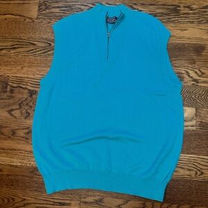 Paul Fredrick Men's Zip Up Turquoise Sweater
